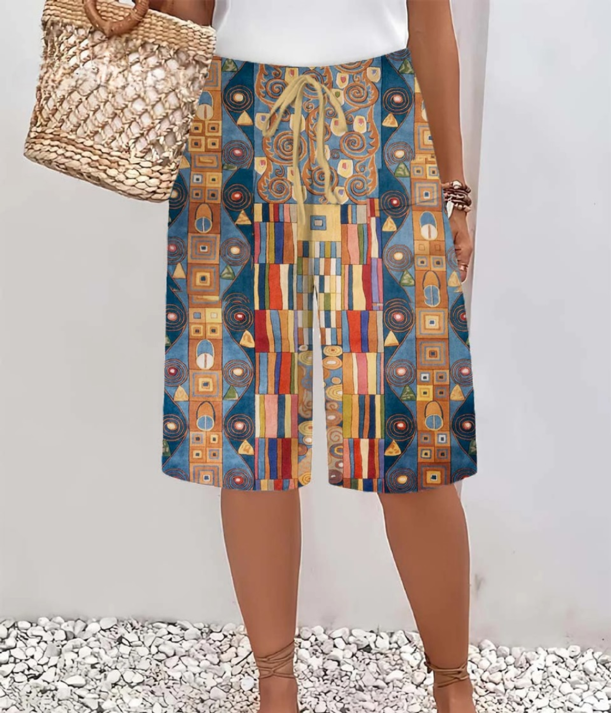 ブルー ジオメトリック サマーパンツ