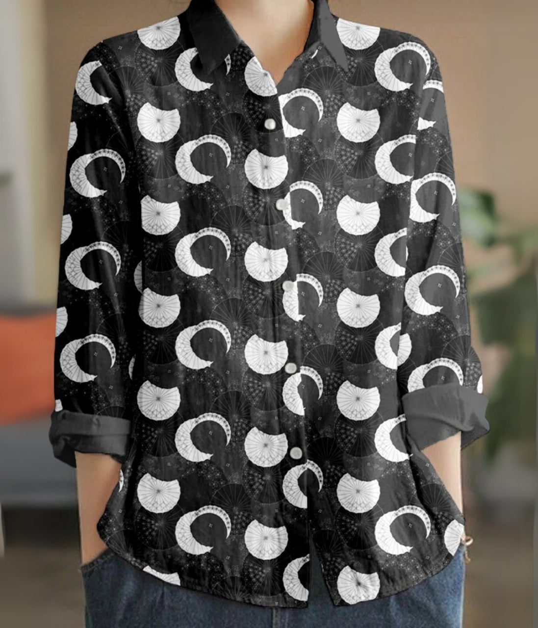 ドットカラー長袖ブラウス