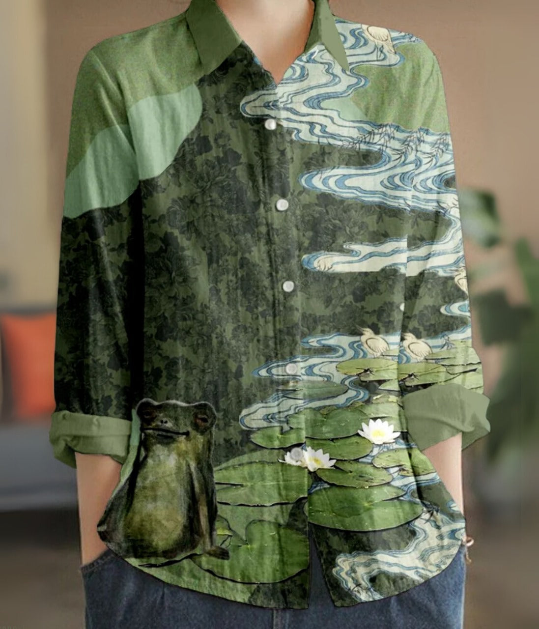フォレストカラー長袖ブラウス