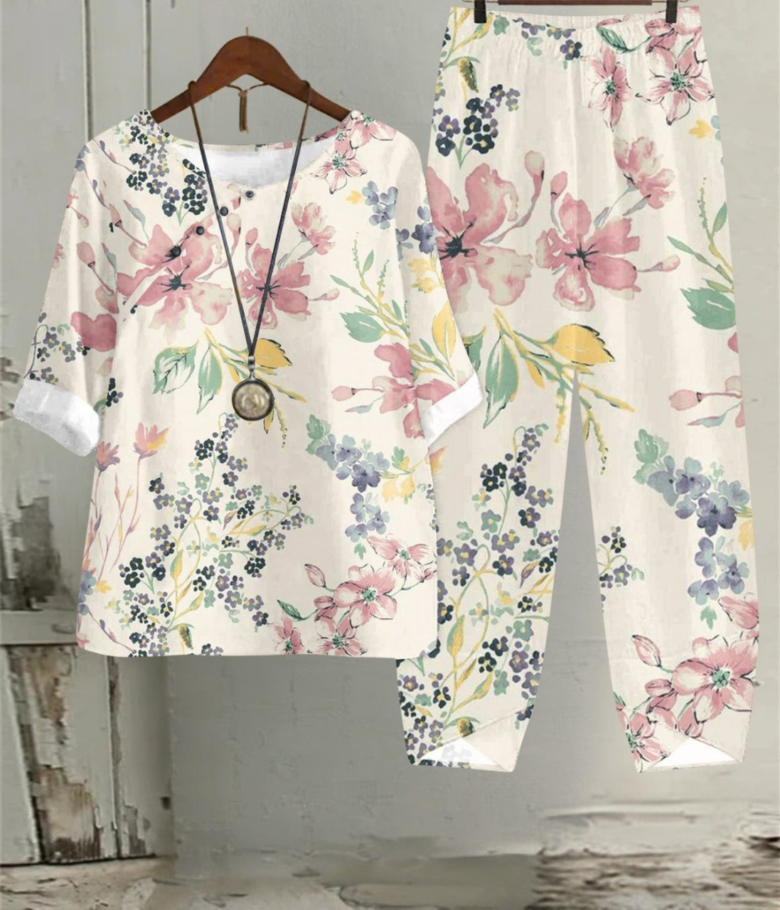 春のベージュ花柄アートセット