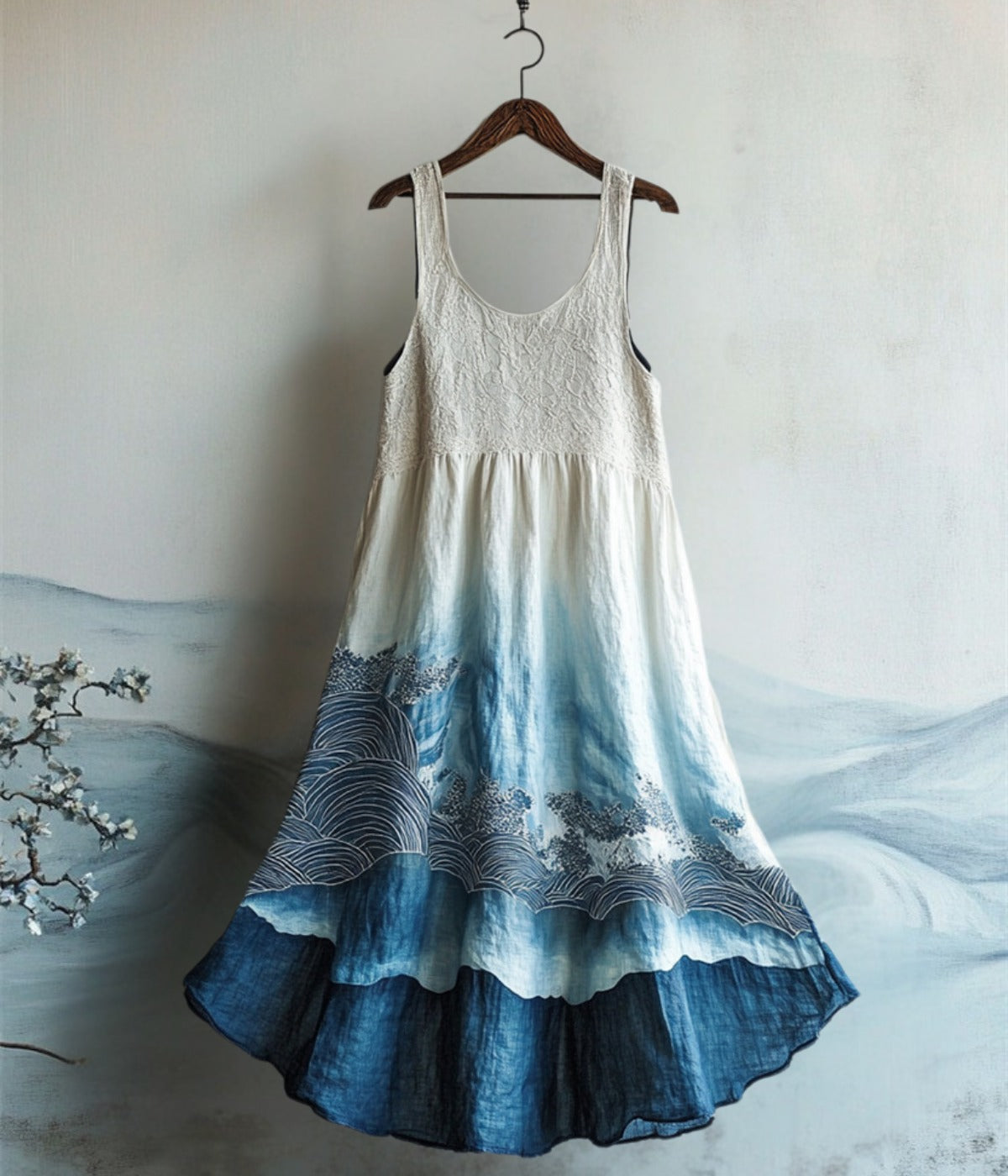 ノースリーブ プリント ショートドレス