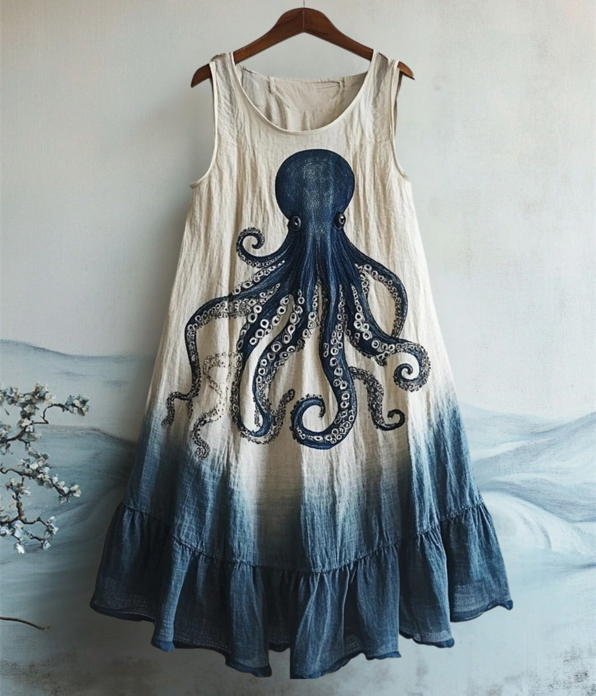 ノースリーブ プリント ショートドレス