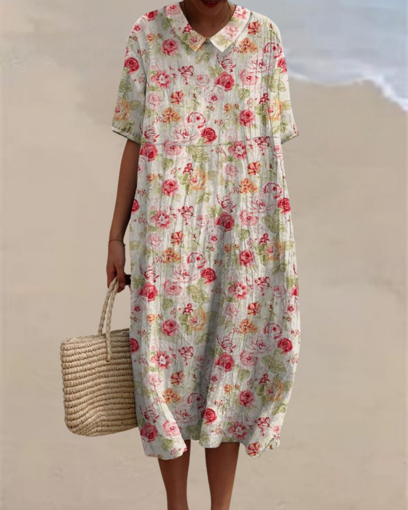 レッドフラワーワンピース