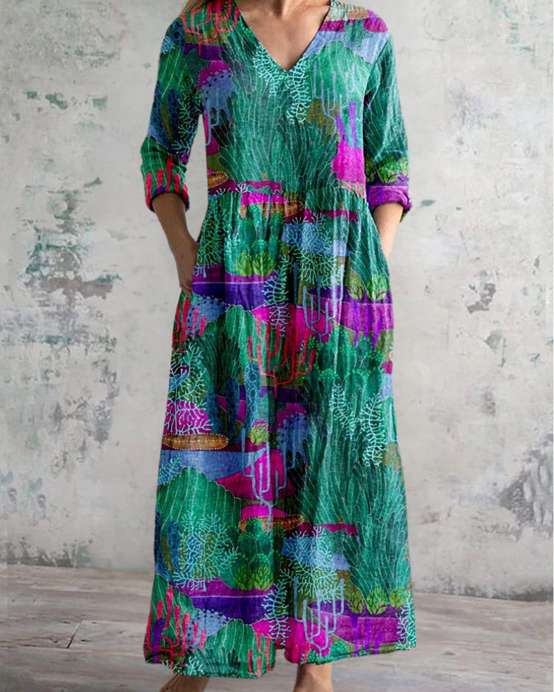 プリントロングスカート コーラル