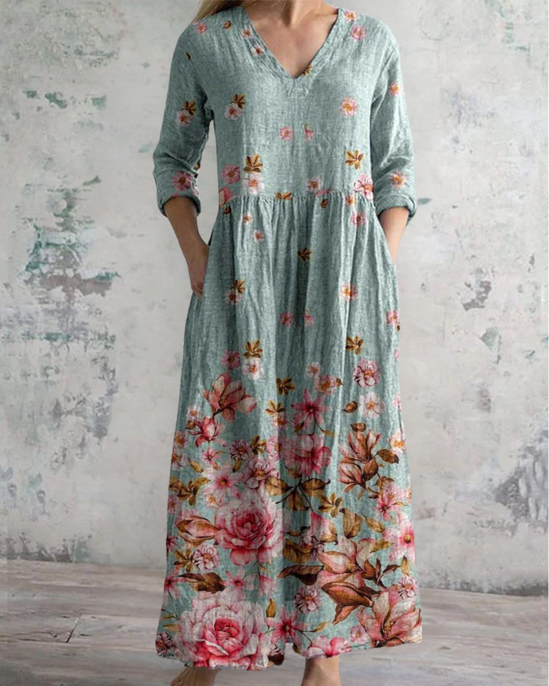 ベビーブルーフラワーロングスカート