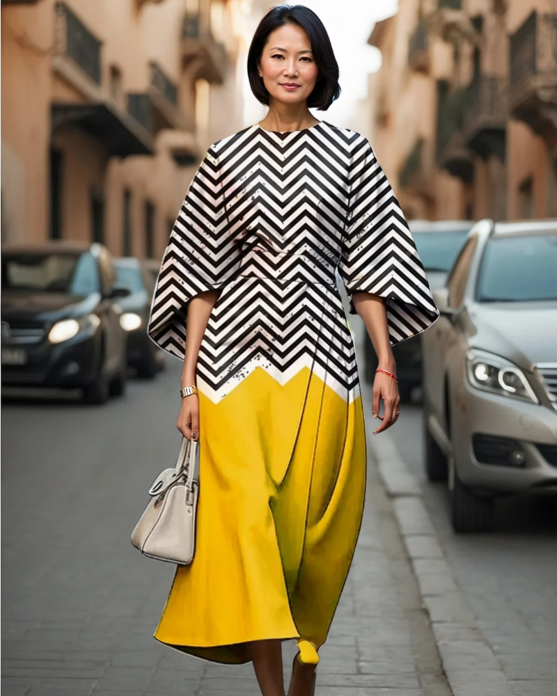 女性用アートプリントドレス