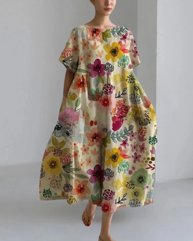 花柄のワイドドレス
