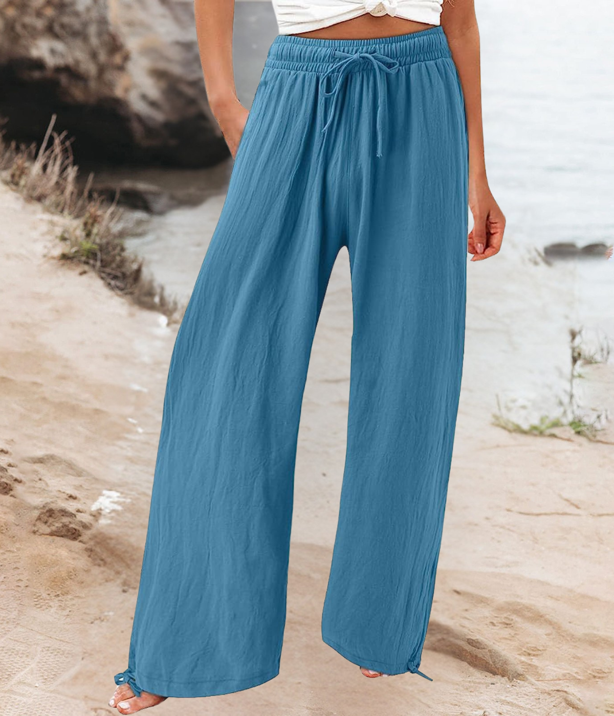 ブルーカジュアルなボヘミアン・パンツ