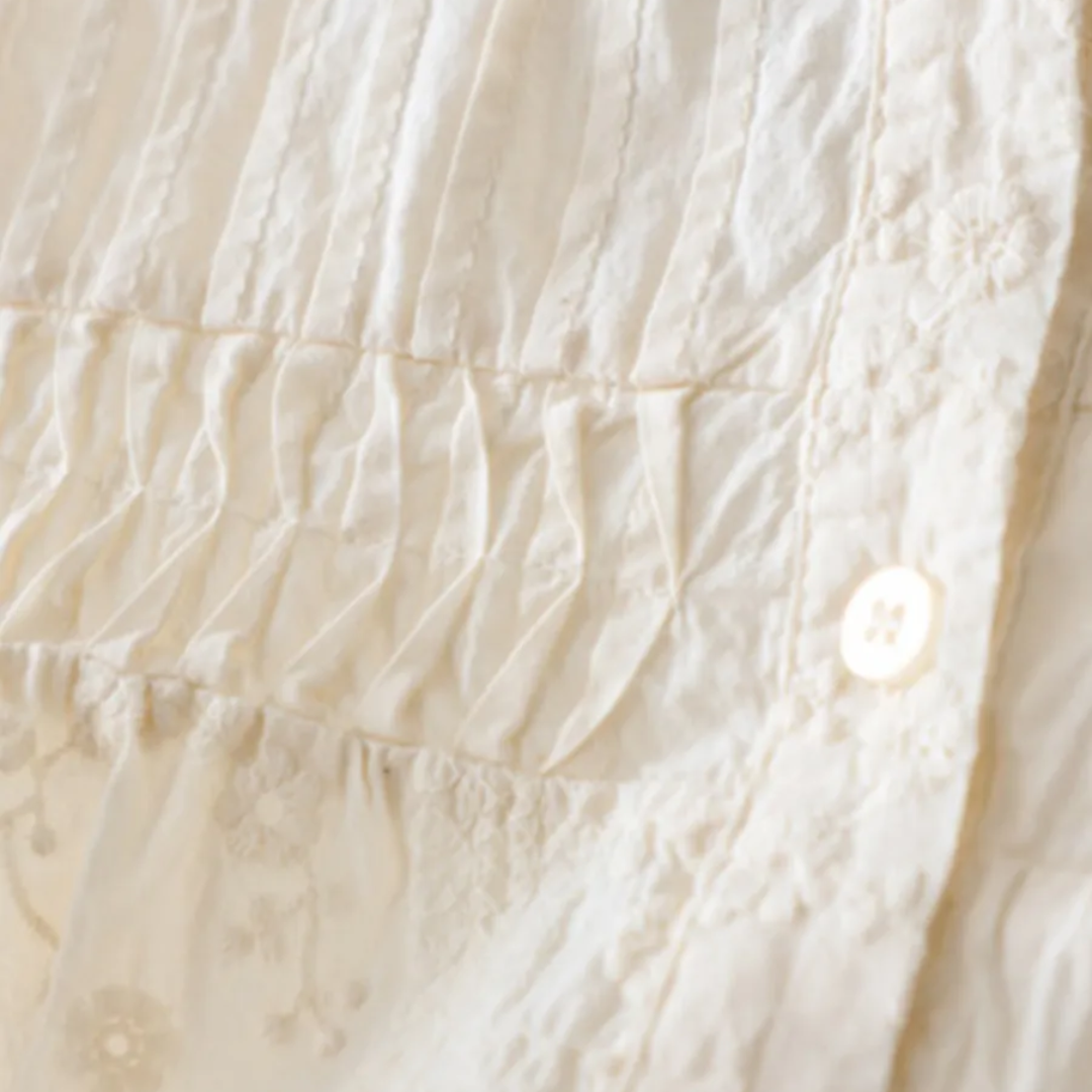 レトロレースカラー刺繍シャツ