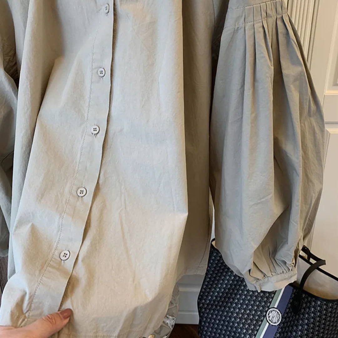 レトロフレンチ・パフスリーブ・ルーズブラウス