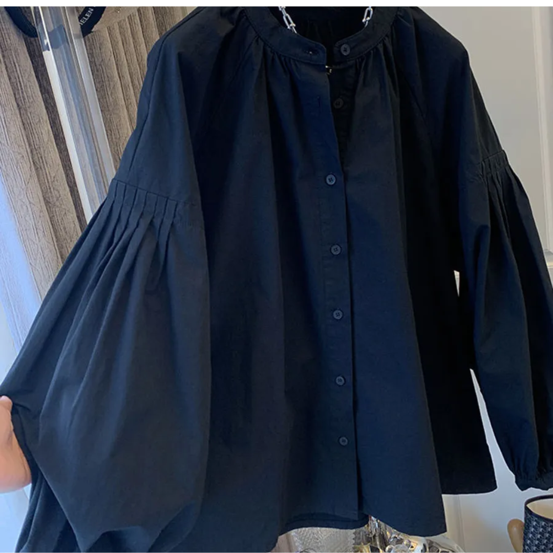 レトロフレンチ・パフスリーブ・ルーズブラウス