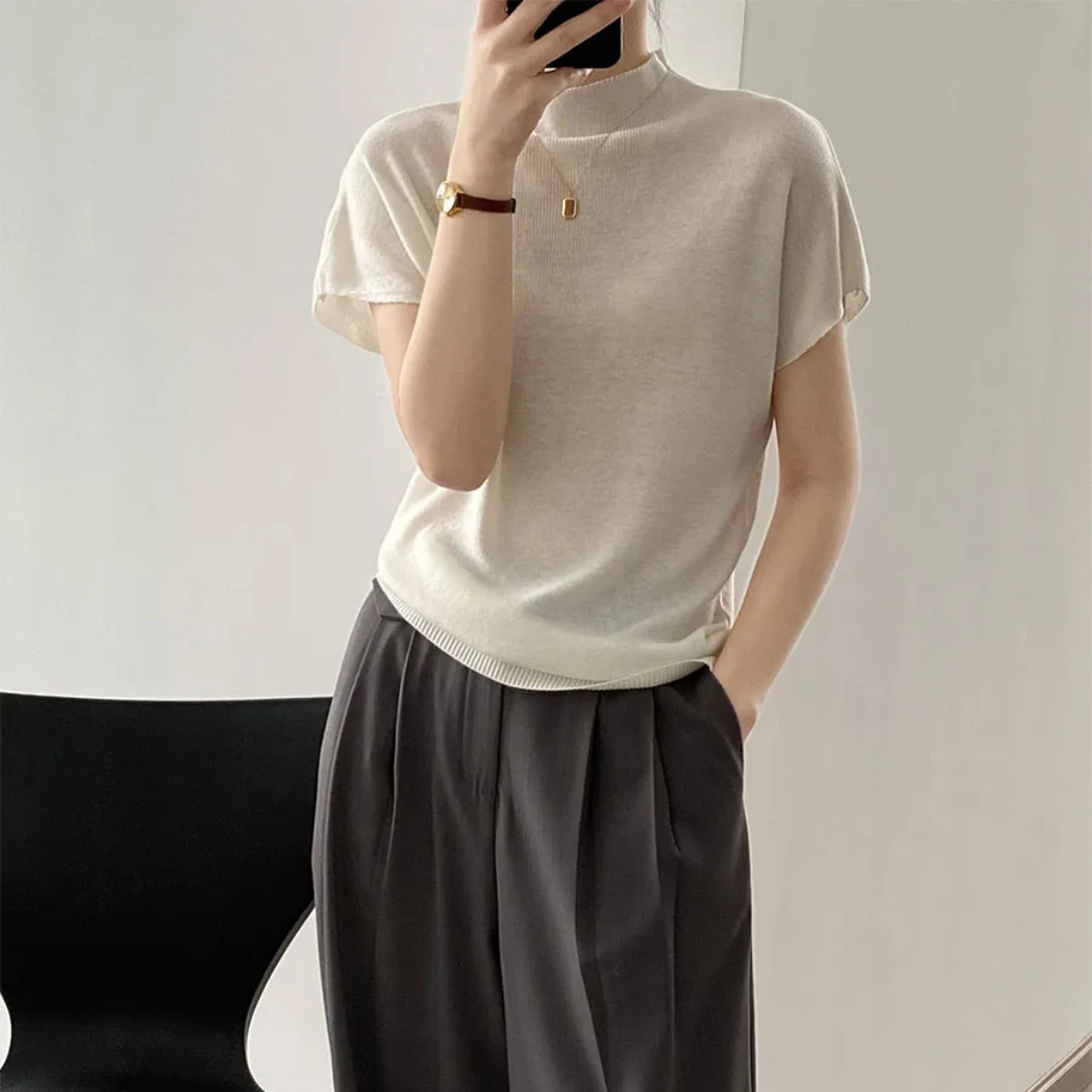 ニットモックネックTシャツ