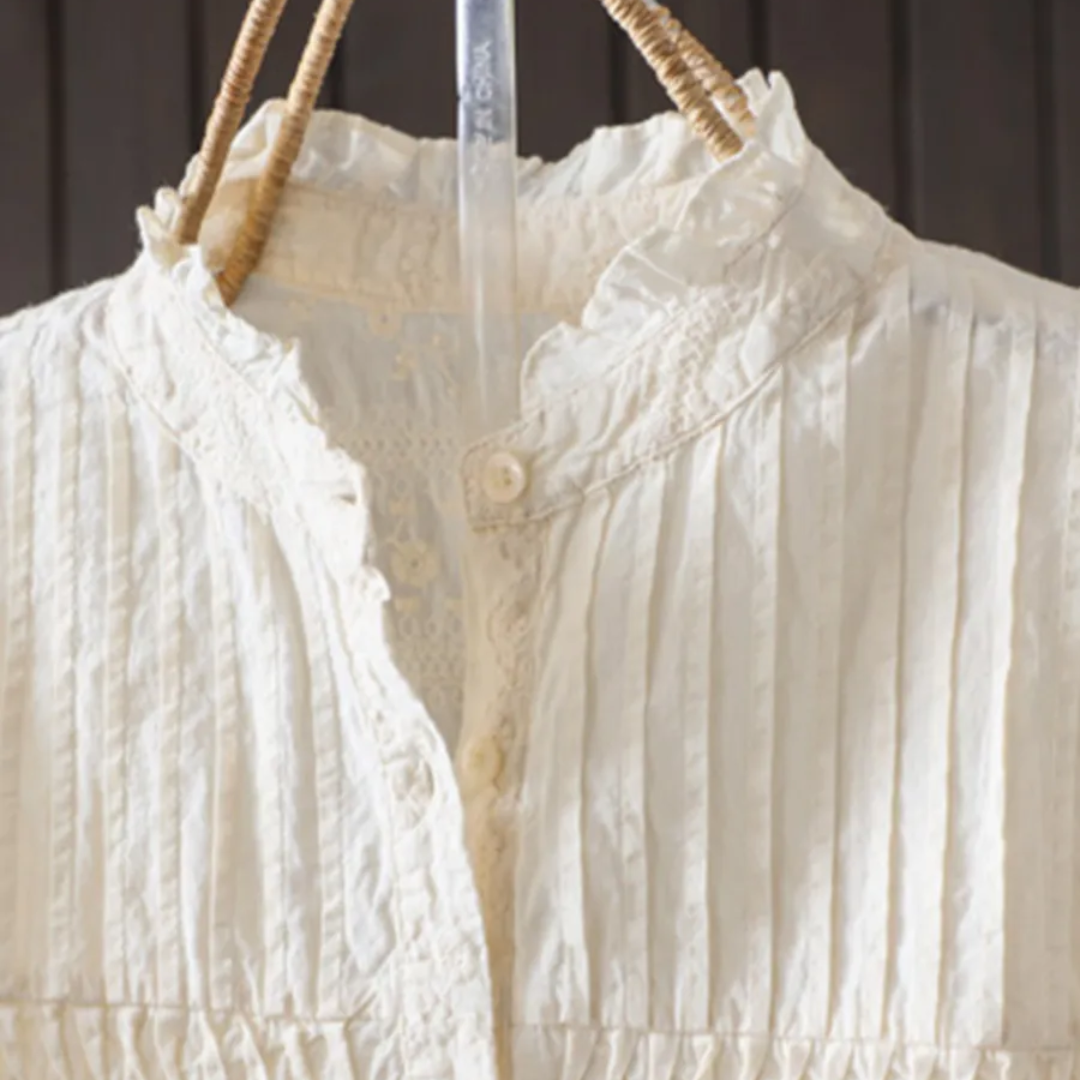 レトロレースカラー刺繍シャツ