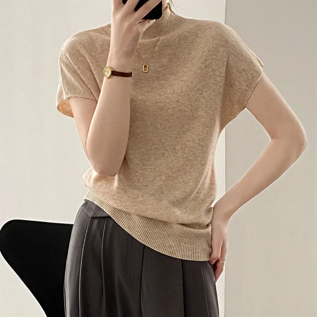 ニットモックネックTシャツ