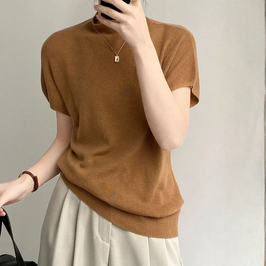 ニットモックネックTシャツ