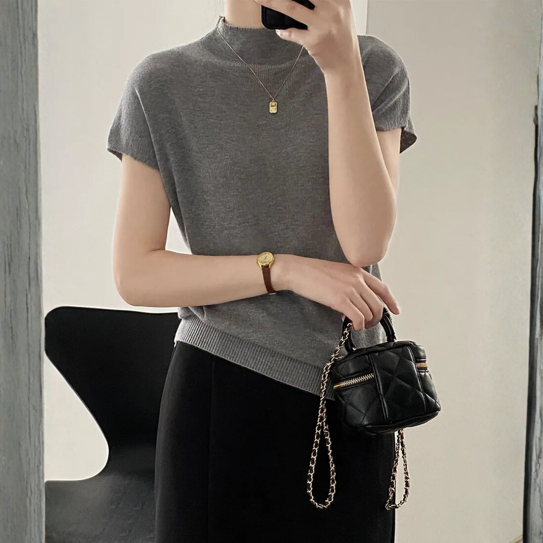 ニットモックネックTシャツ