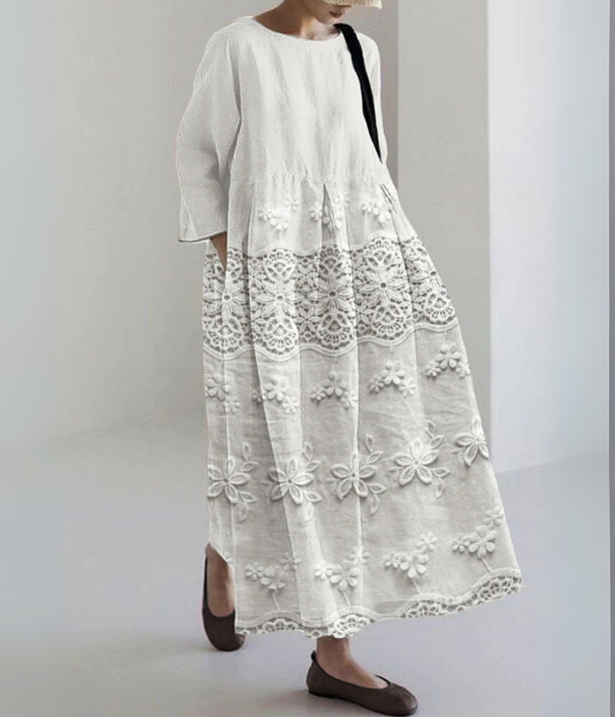 長袖花柄タイムレスドレス