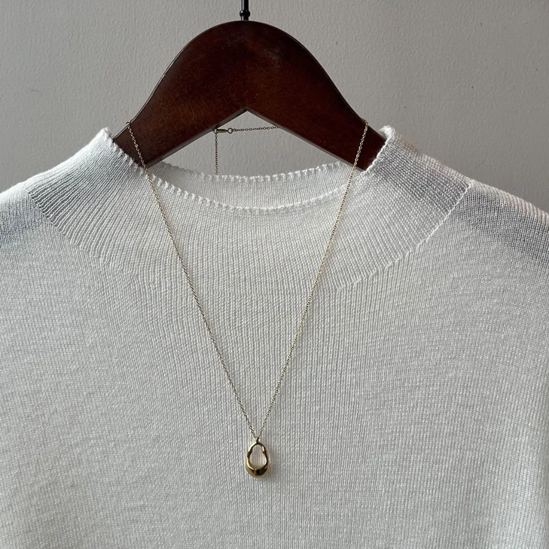 ニットモックネックTシャツ