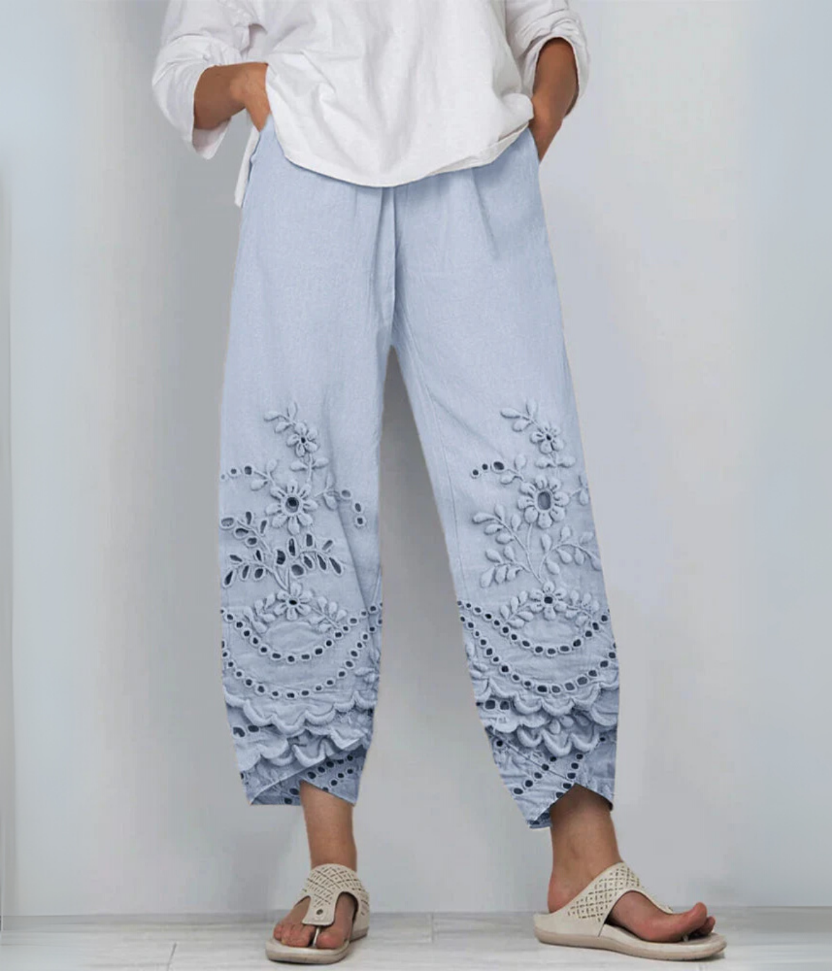 クラシックフローラルエレガントパンツ