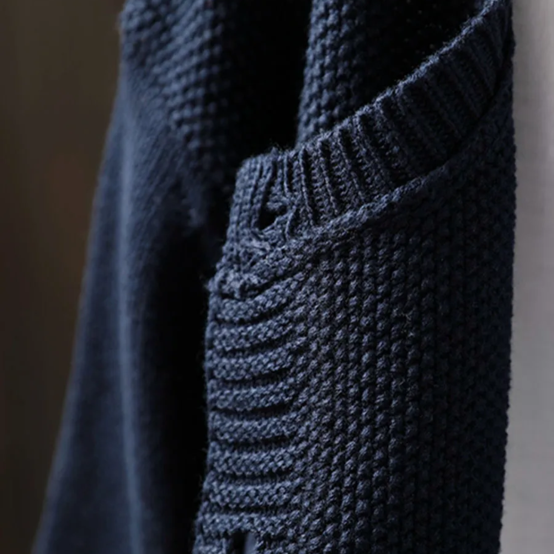 レースポケット付きルーズニットカーディガン