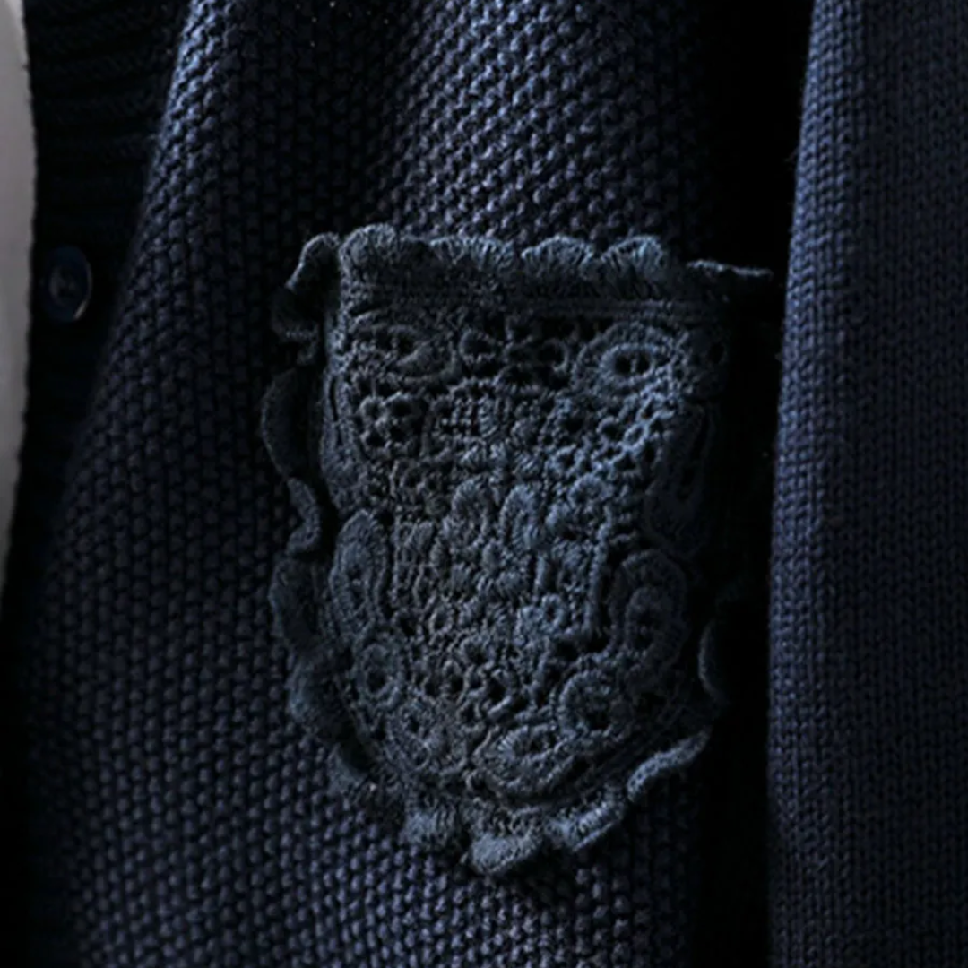 レースポケット付きルーズニットカーディガン