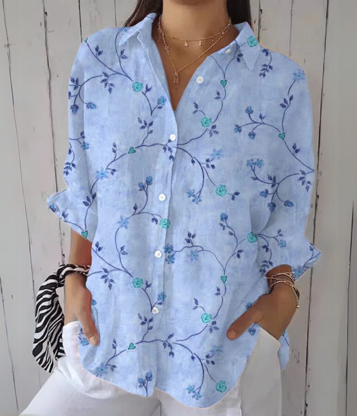 チェリーブロッサムモダンプリントブラウス