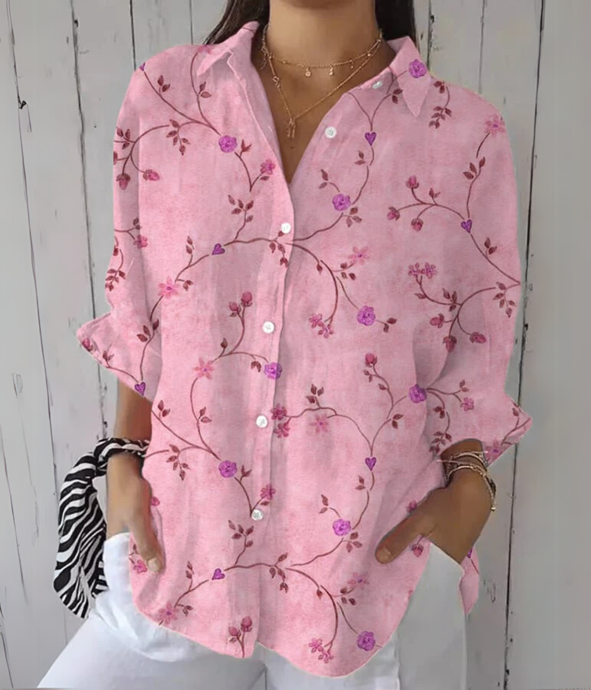 チェリーブロッサムモダンプリントブラウス