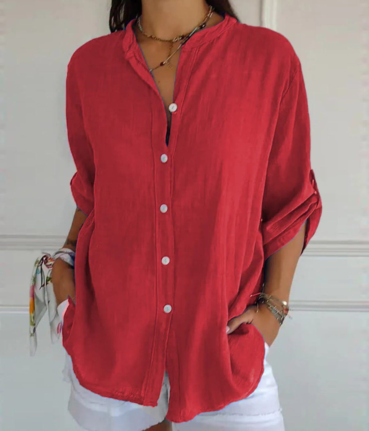 カジュアルモダンプリントブラウス