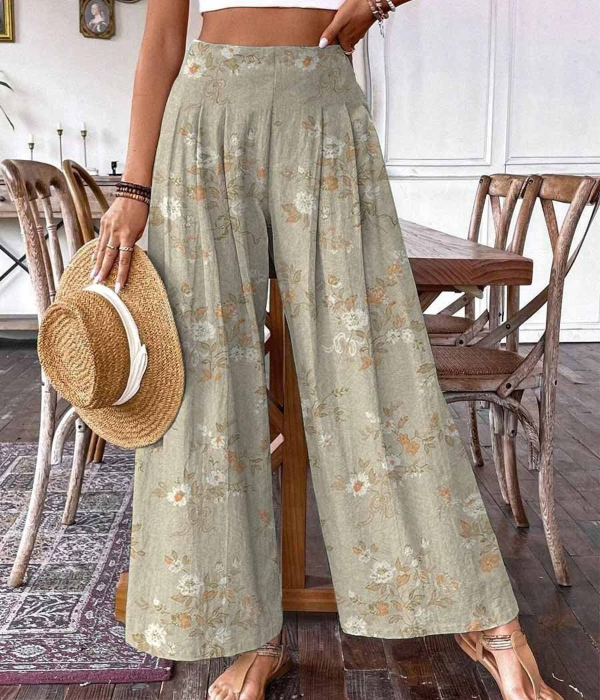 フローラル・ワイドレッグ・パンツ