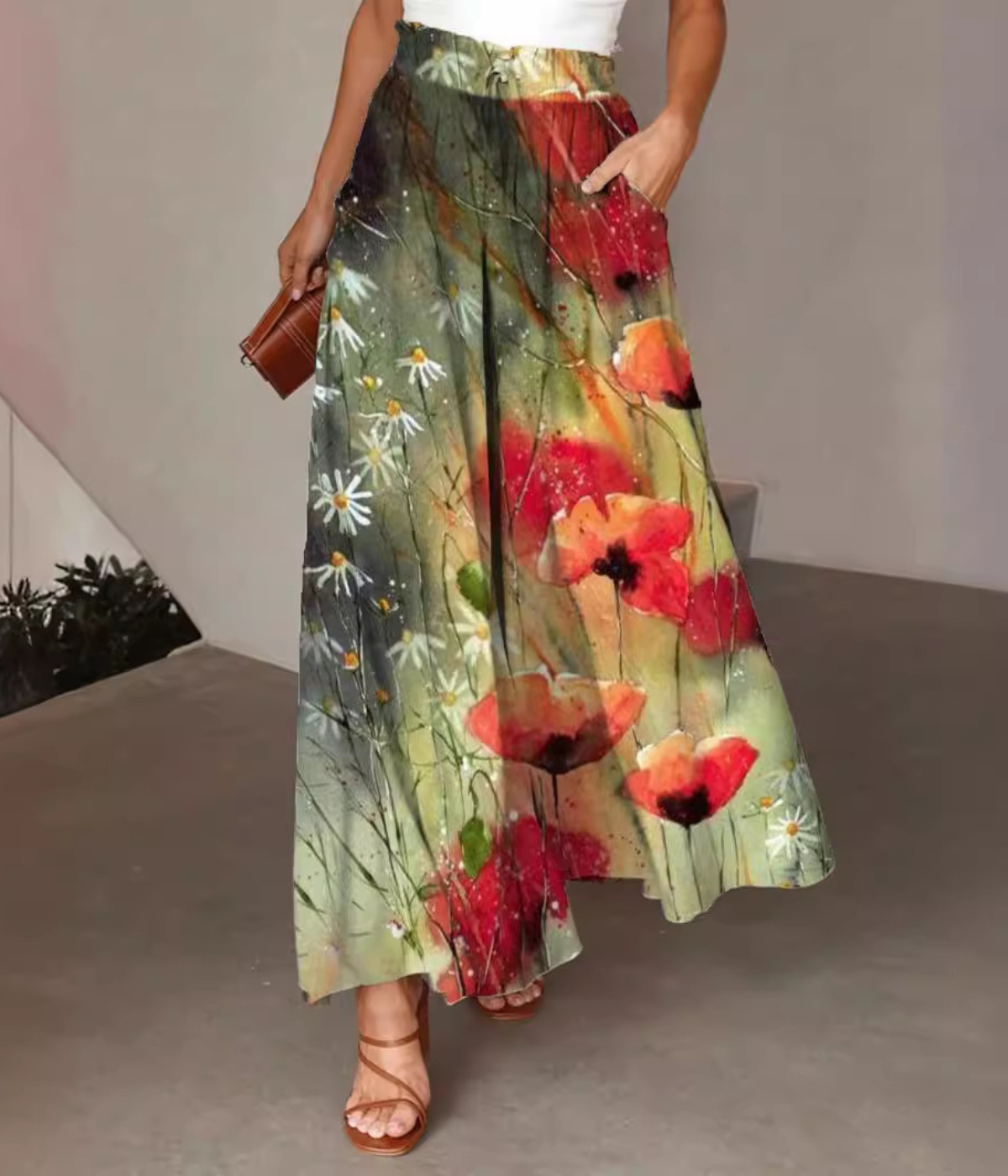 ボヘミアン・スタイルのワイドパンツ