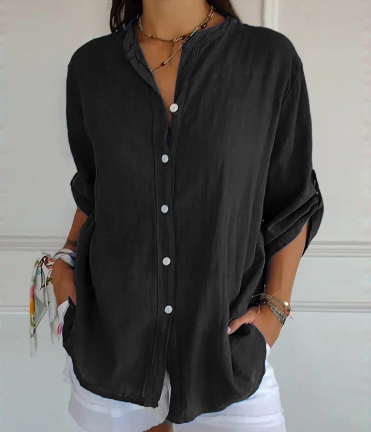 カジュアルモダンプリントブラウス