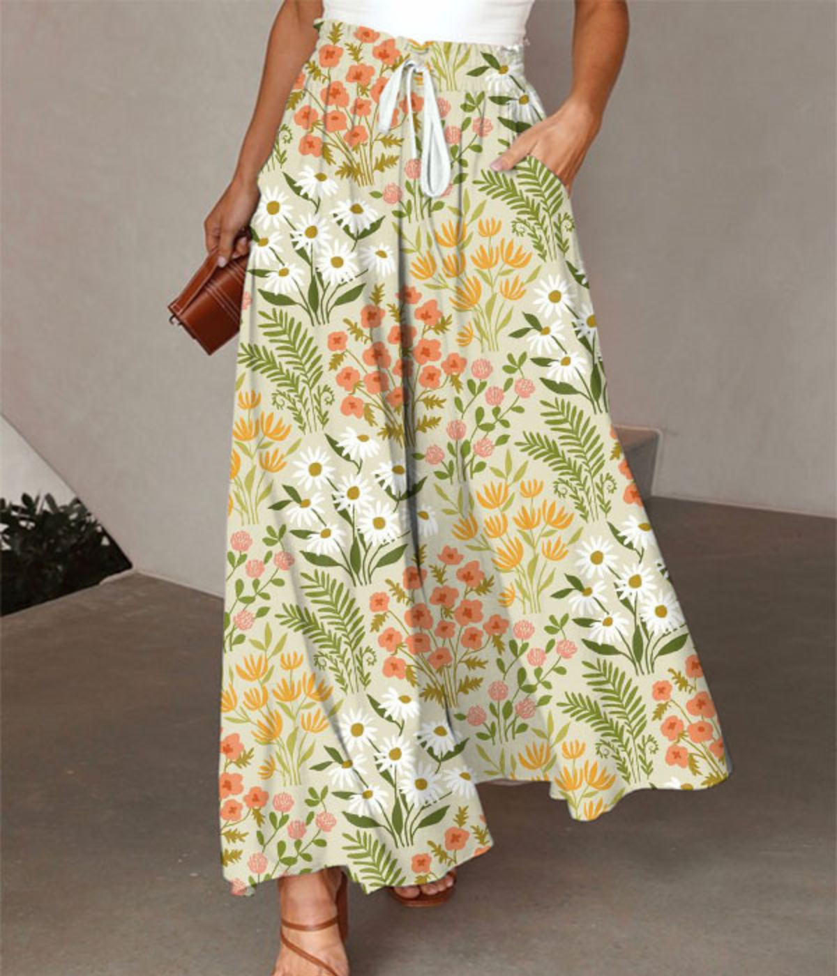 フローラル・プリント・ワイドレッグ・パンツ