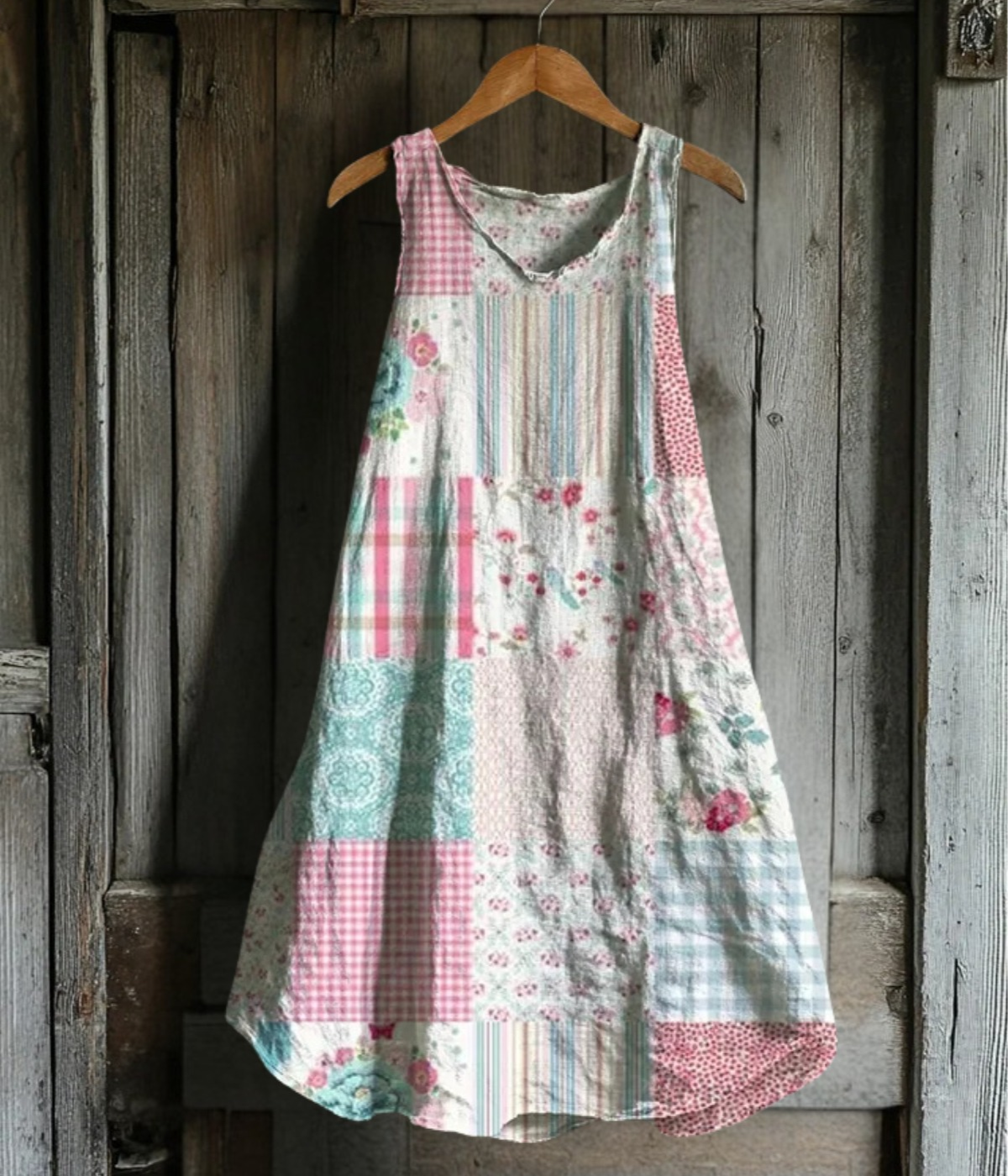 ライトピンクのノースリーブのサマードレス