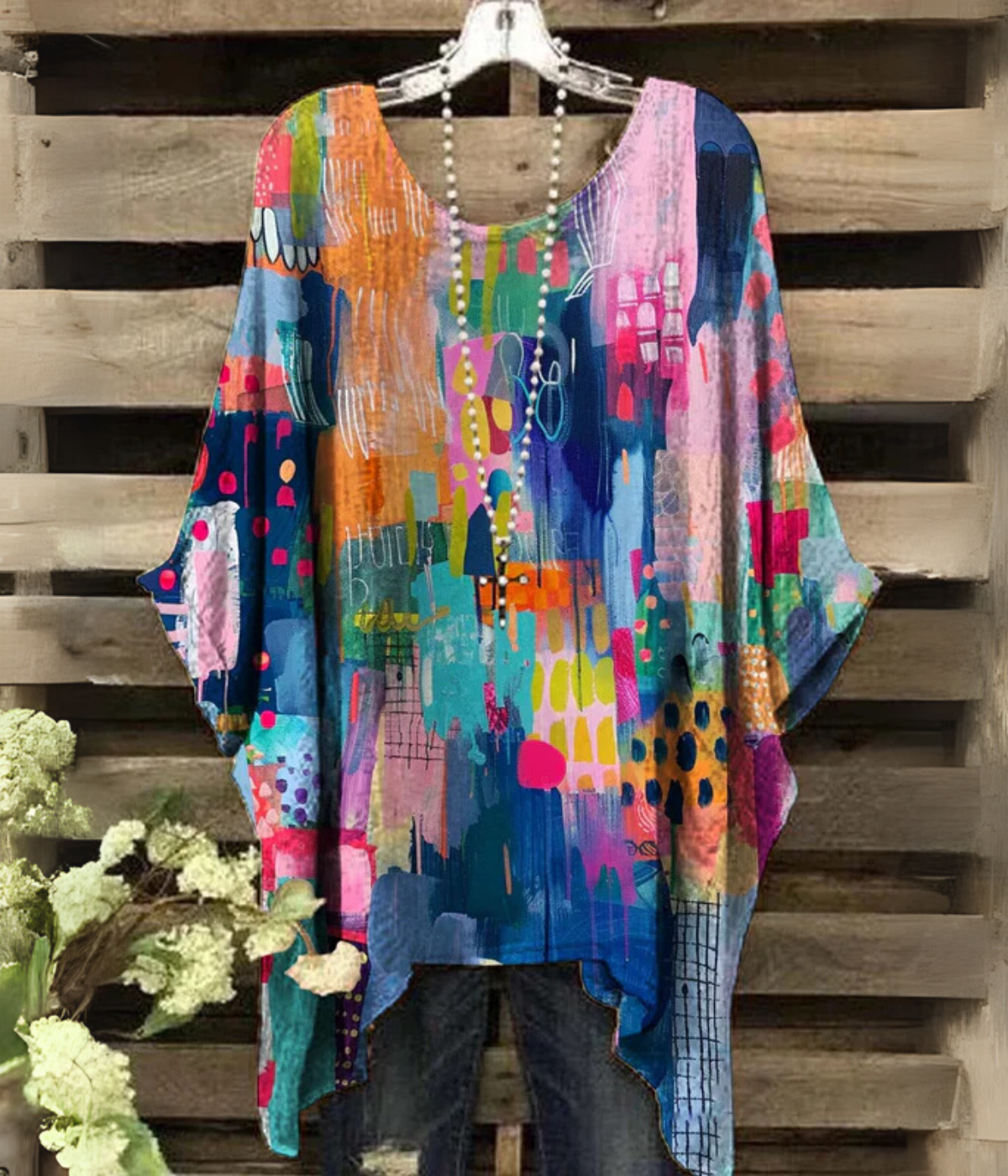 ボーホー・フローウィー・アート・プリント・トップス