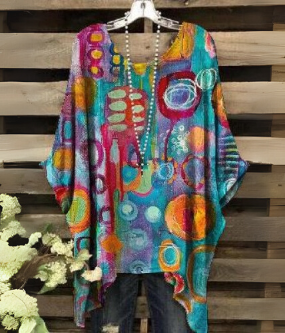 ボーホー・アート・プリント・トップス