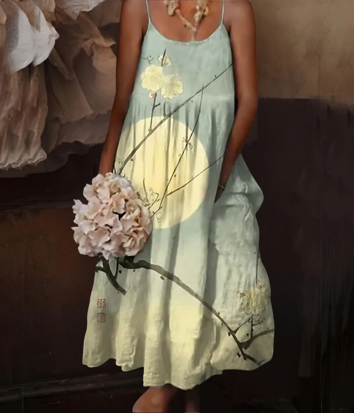 ライトグリーンのノースリーブ・ドレス