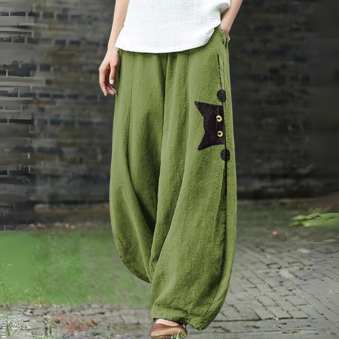 キャットプリントワイドパンツ