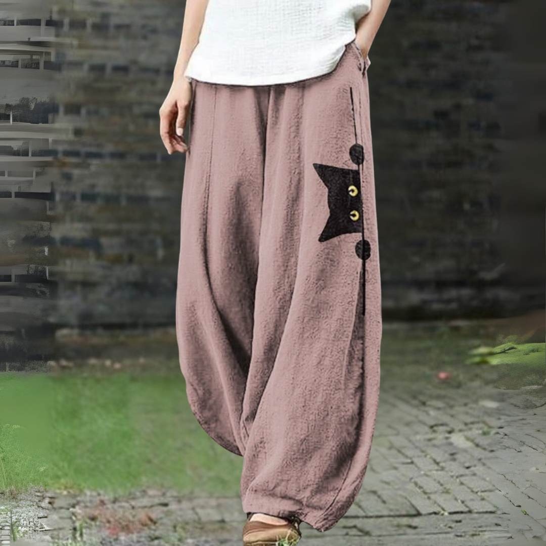 キャットプリントワイドパンツ