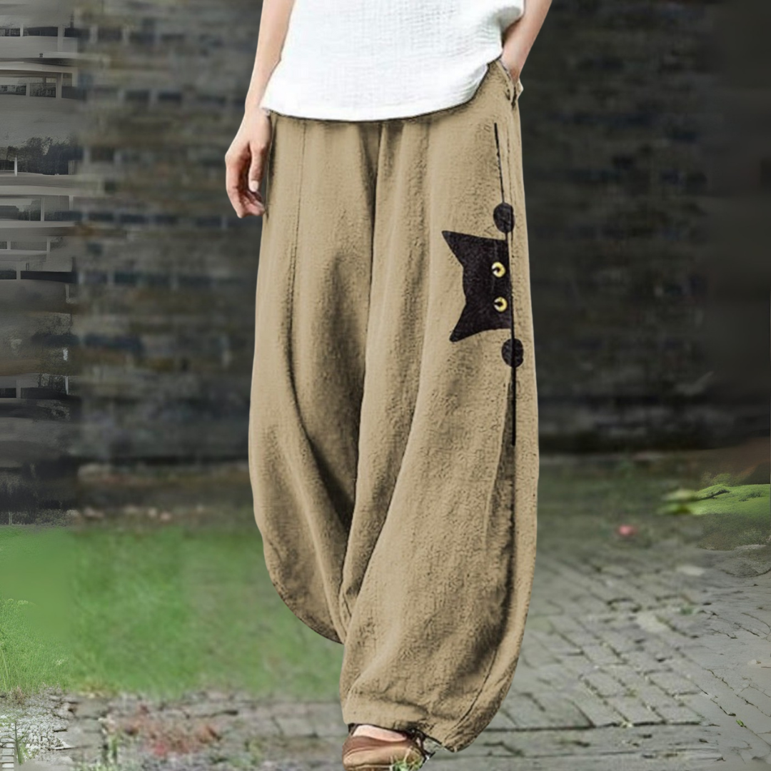 キャットプリントワイドパンツ