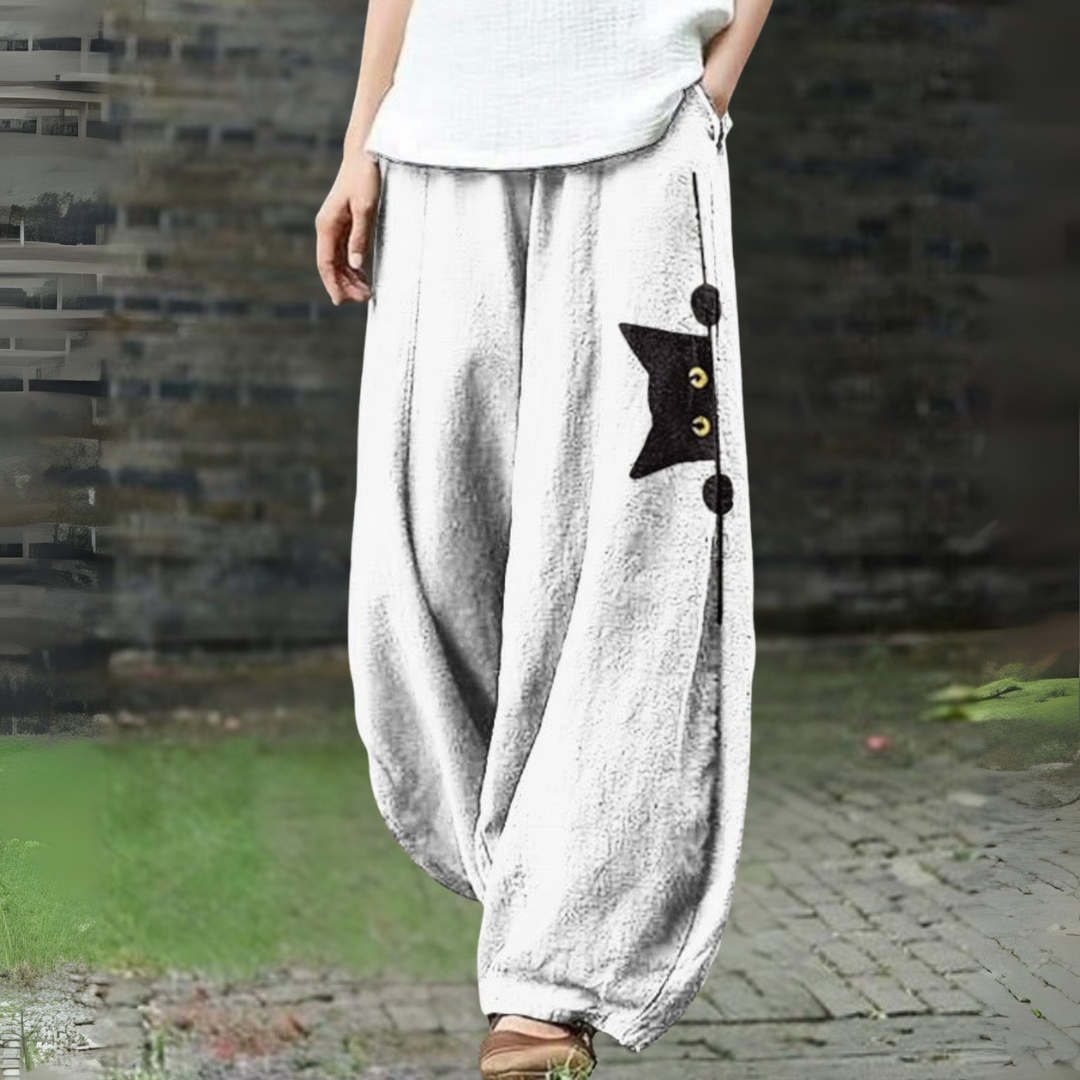 キャットプリントワイドパンツ
