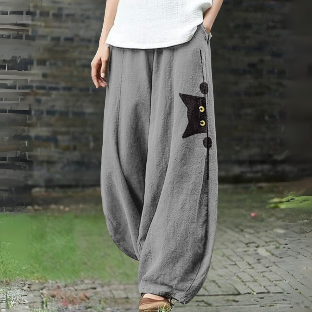 キャットプリントワイドパンツ