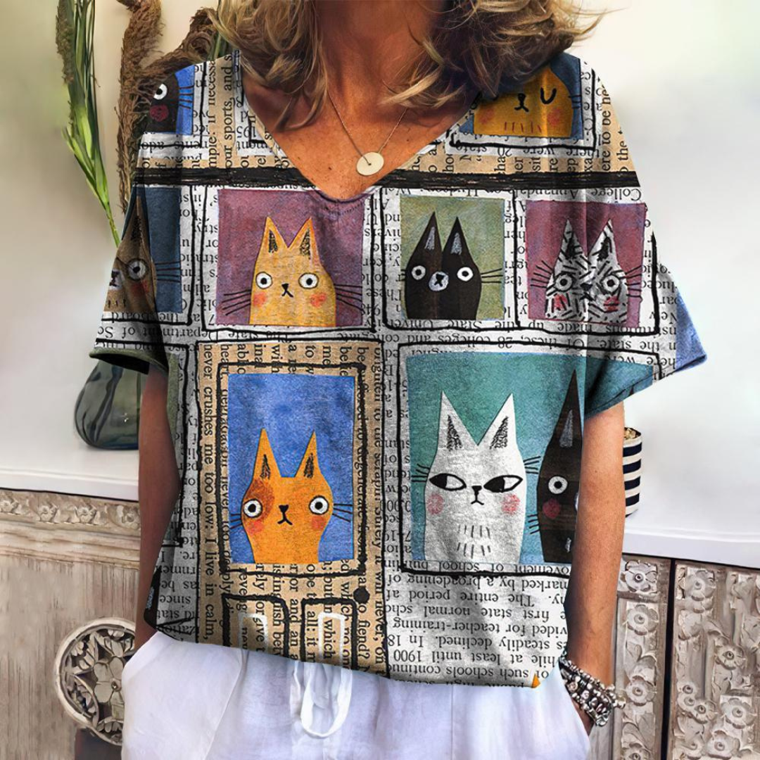 マルチキャットプリントトップス