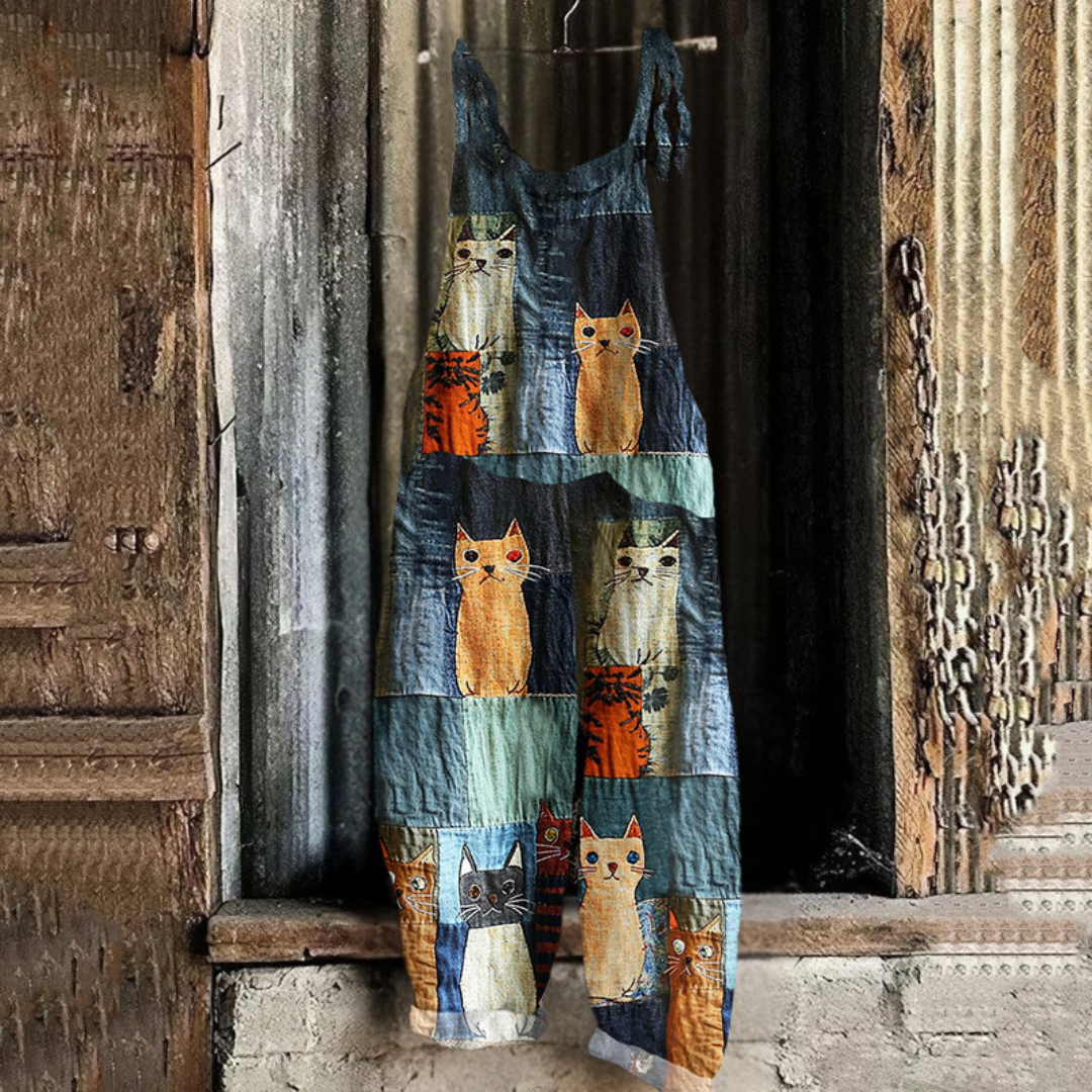 猫柄ジャンプスーツ