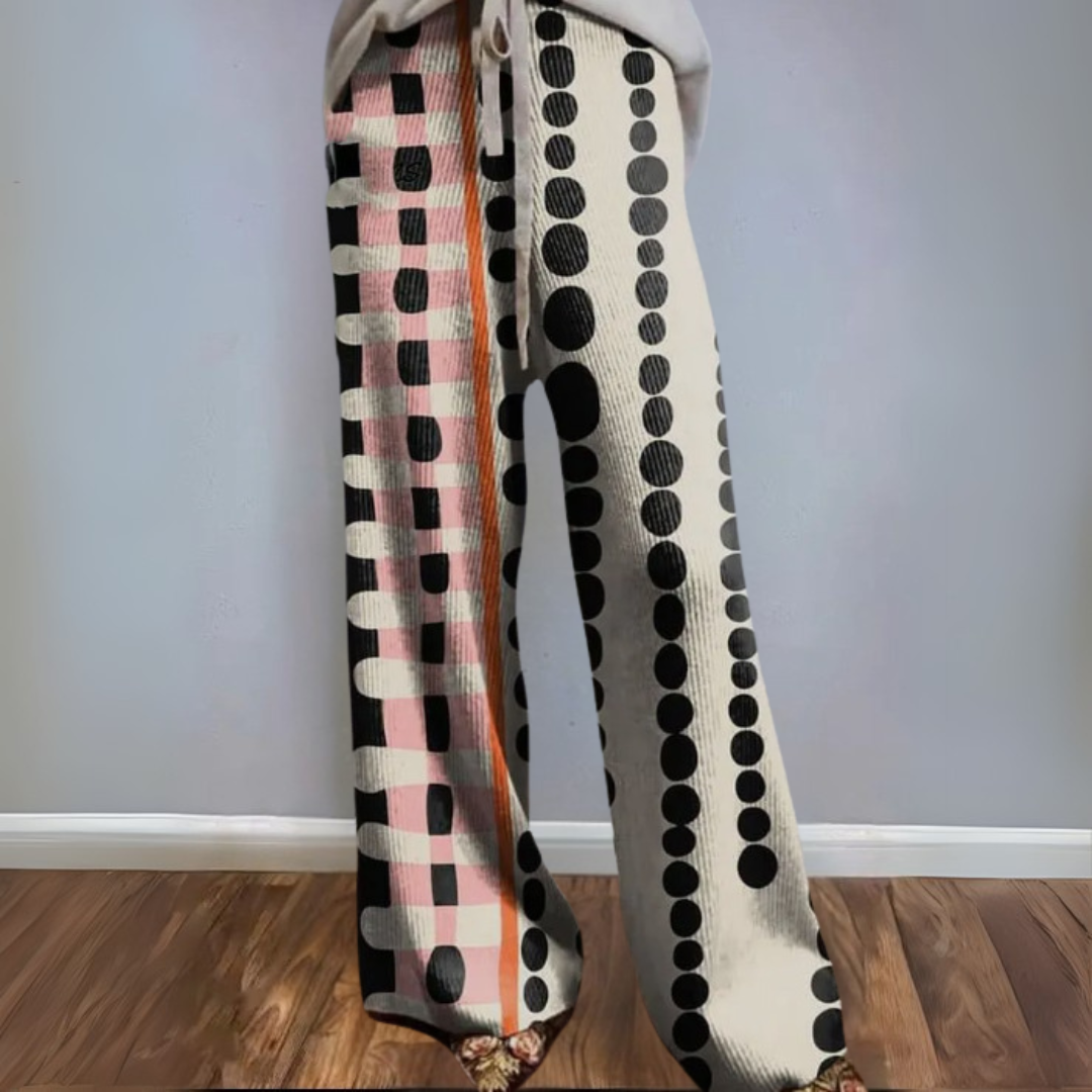 ドット柄レトロスタイルパンツ