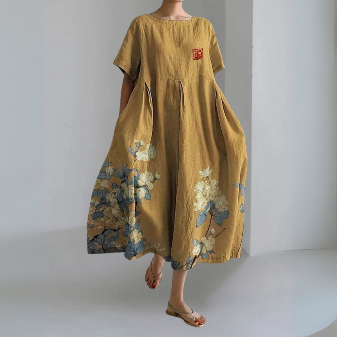 半袖プリントドレス