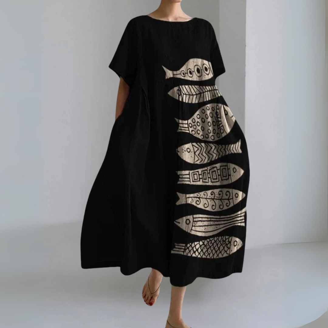 半袖プリントドレス