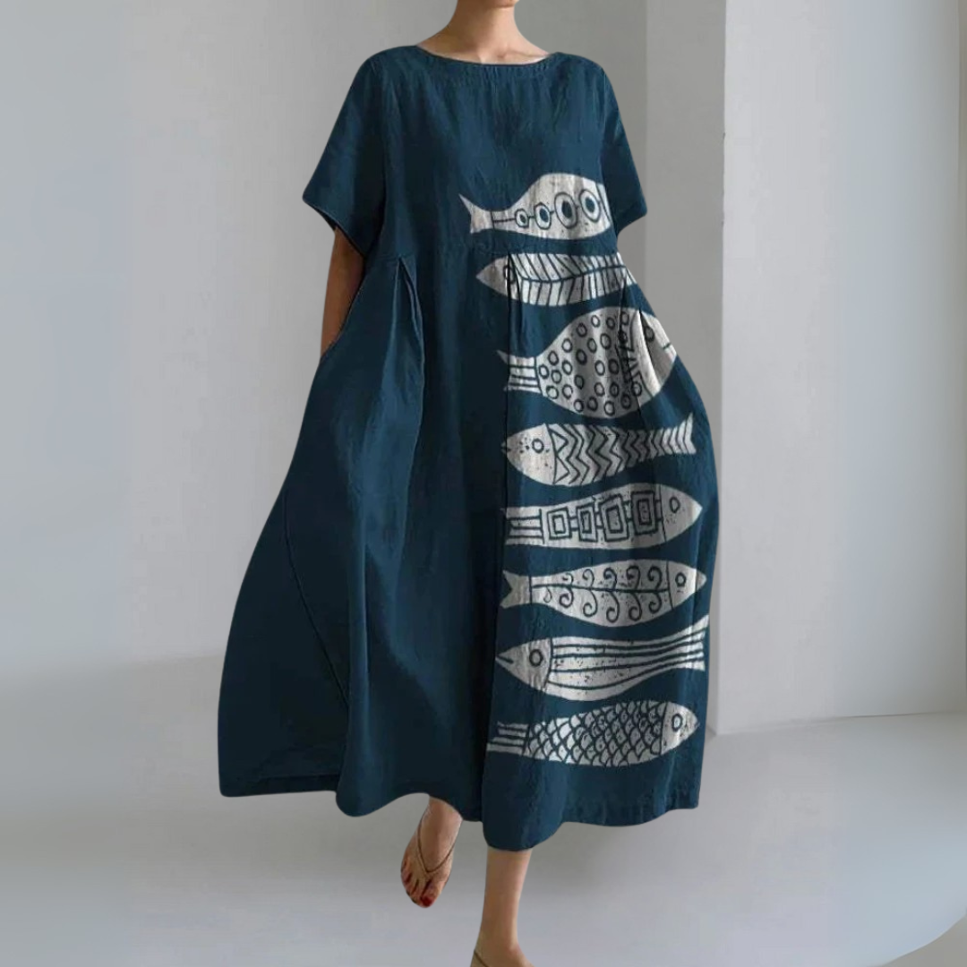 半袖プリントドレス