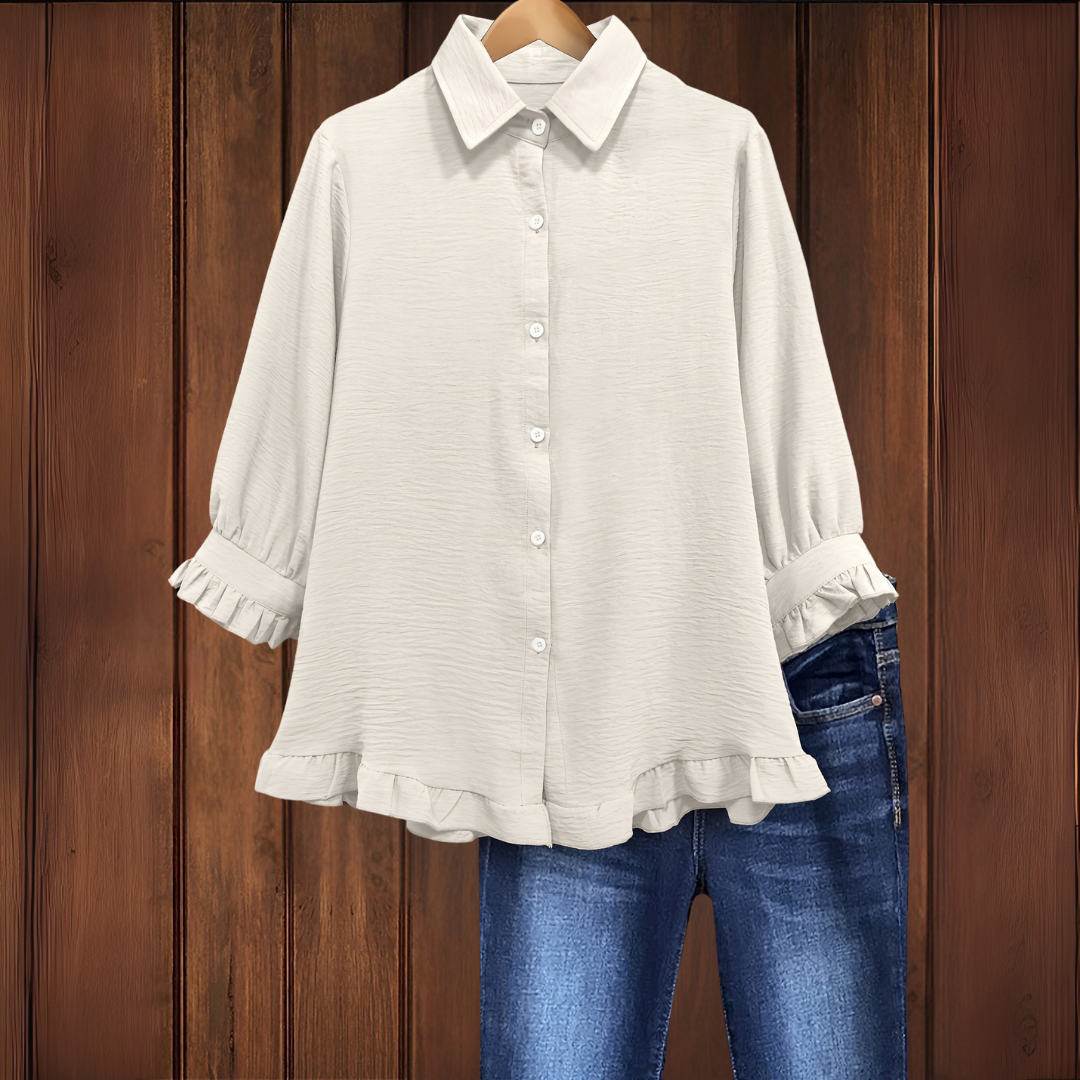 フリルヘムのカフスボタンシャツ