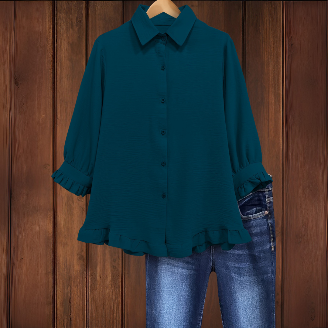 フリルヘムのカフスボタンシャツ