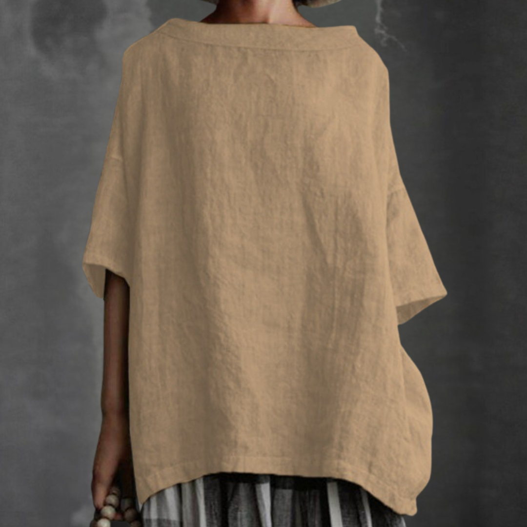 ラウンドネック ショートスリーブ ブラウス